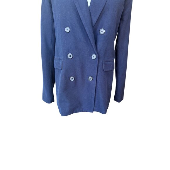 Abercrombie & Fitch Womens Wool Blend Blazer Size 4 Double Breasted Navy Preppy - Picture 3 of 8